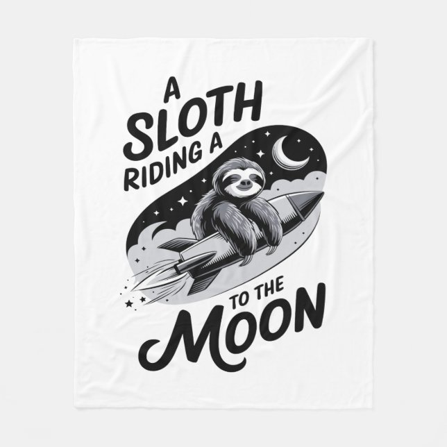 Sloth Riding a Rocket till Måne Fleecefilt (Framsidan)