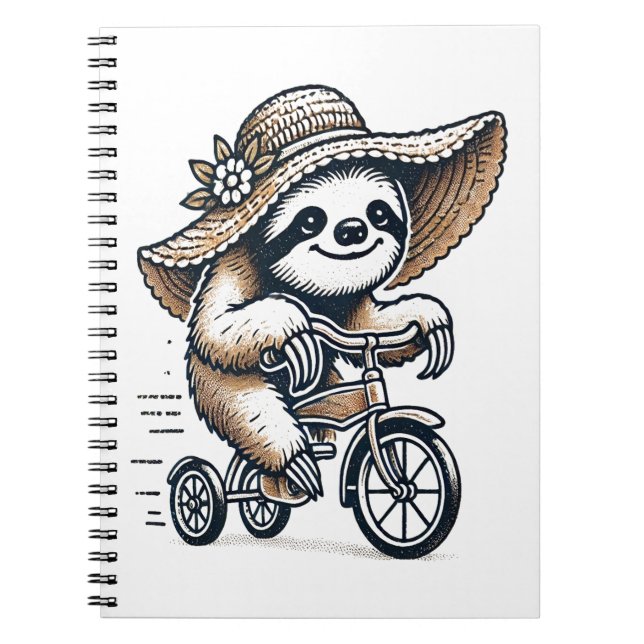 Sloth Riding Bike Anteckningsbok (Framsidan)