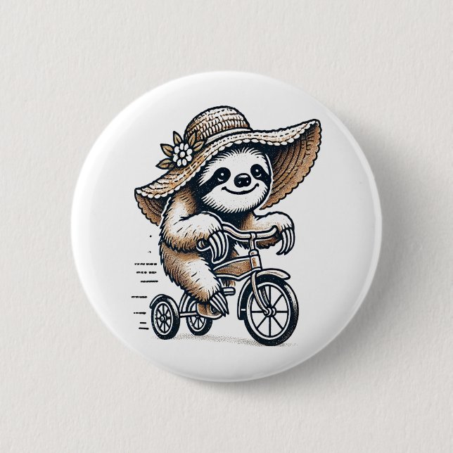 Sloth Riding Bike Knapp (Framsida)