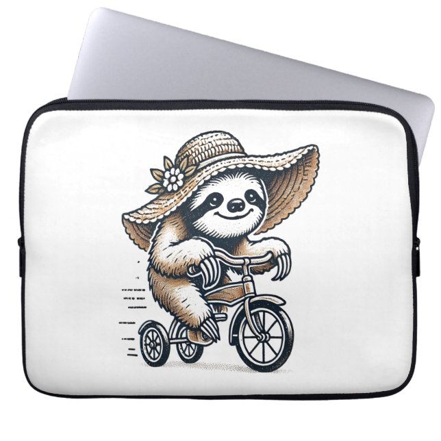 Sloth Riding Bike Laptop Fodral (Framsidan)