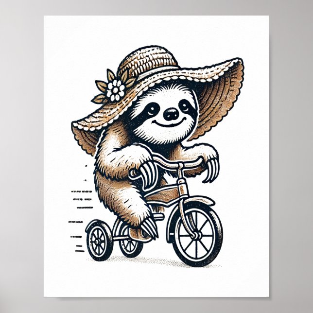Sloth Riding Bike Poster (Framsidan)