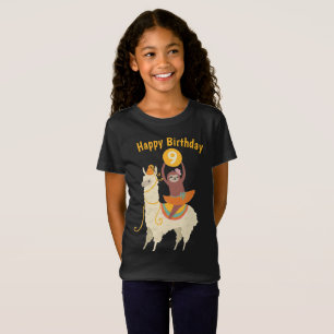 Sloth Riding Llama Birthday Anpassningsbar T-Shirt