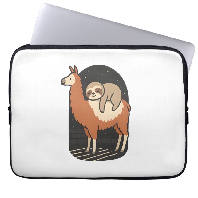 Sloth Riding Llama Laptop Fodral (Framsidan)