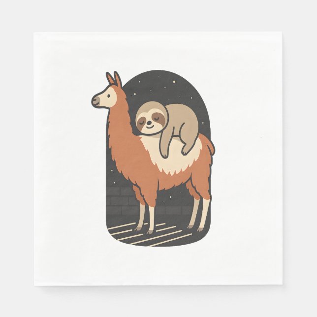 Sloth Riding Llama Pappersservett (Framsidan)