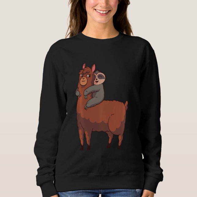 Sloth Riding Llama T Shirt (Framsida)