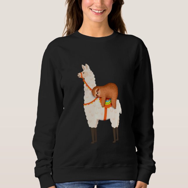 Sloth Riding Llama T Shirt (Framsida)
