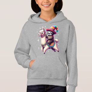 Sloth Riding on Llama Cute Animals Kids Boys Girls T Shirt