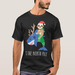 Sloth Riding Shark Reindeer Funny Coola Boy Christ T Shirt