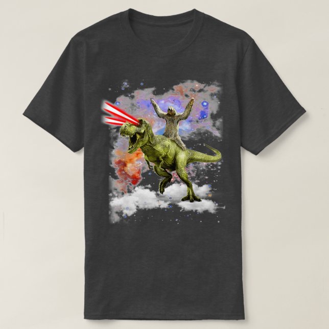 Sloth Riding TRex Dinosaur T Shirt (Design framsida)
