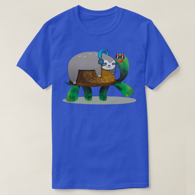 Sloth Riding Turtle Lazy Sloth Gift T Shirt (Design framsida)