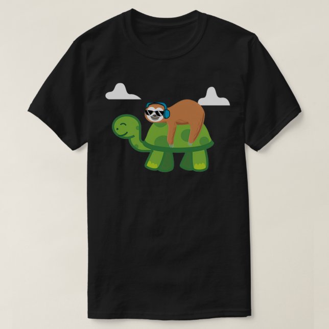 Sloth Riding Turtle Lazy Sloth Gift T Shirt (Design framsida)