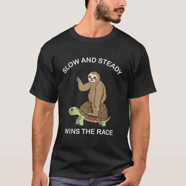 Sloth ridturtle vinner långsamt och stadigt tävlin t shirt (Framsida)