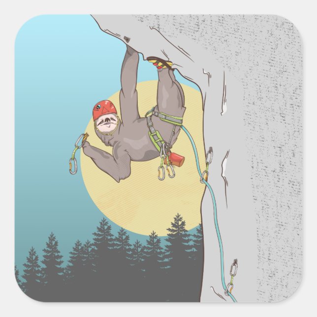 Sloth Rock climbing Fyrkantigt Klistermärke (Framsida)