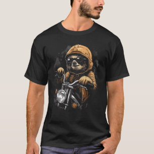 Sloth Roligt Animals Bike Motorcycle Vintage Illus T Shirt