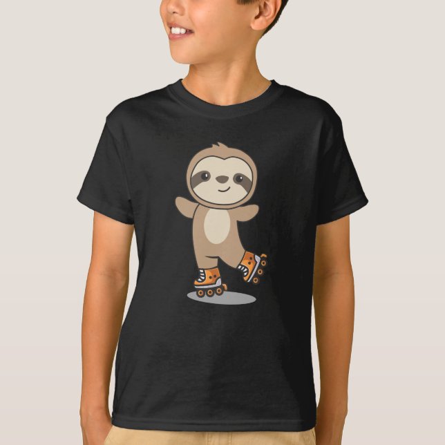 Sloth Roller Skates funny Animals Roller Skate T Shirt (Framsida)