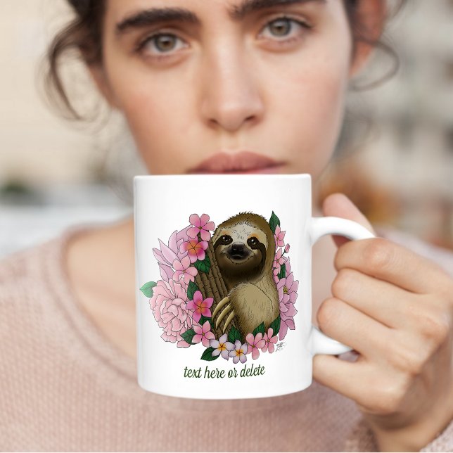 Sloth Rosa Flowers Kaffemugg (Skapare uppladdad)