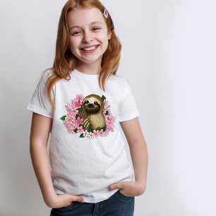 Sloth Rosa Flowers T Shirt