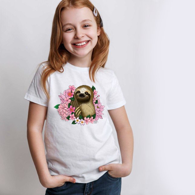 Sloth Rosa Flowers T Shirt (Skapare uppladdad)