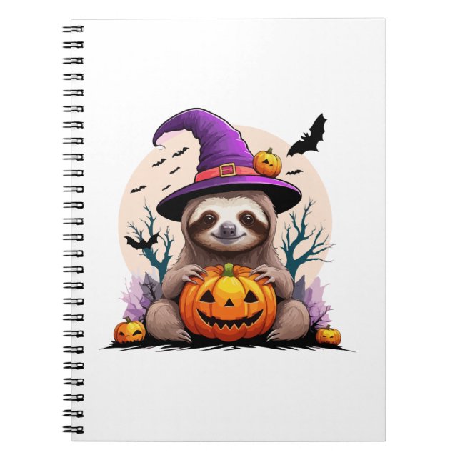 Sloth Rosa Hat Halloween Anteckningsbok (Framsidan)