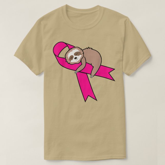 Sloth Rosa Ribbon Warrior Cute Breast Cancer Medve T Shirt (Design framsida)