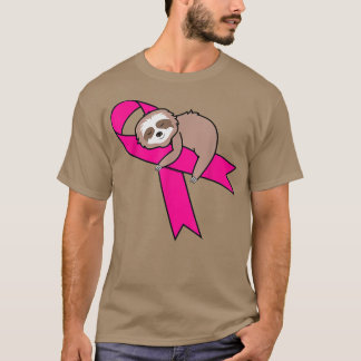 Sloth Rosa Ribbon Warrior Cute Breast Cancer Medve T Shirt