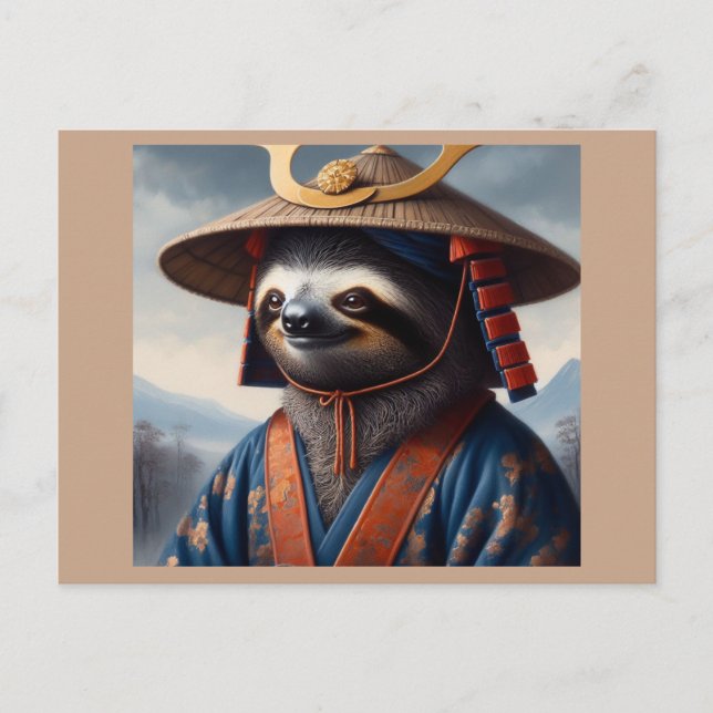 Sloth Samurai Vykort (Framsida)