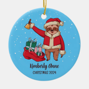 Sloth Santa Animal Snowy Winter Helgdag Julgransprydnad Keramik