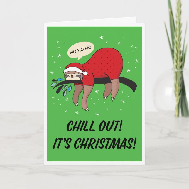 Sloth Santa Chill Out är jul Helgkort (Framsida)