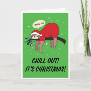 Sloth Santa Chill Out är jul Helgkort