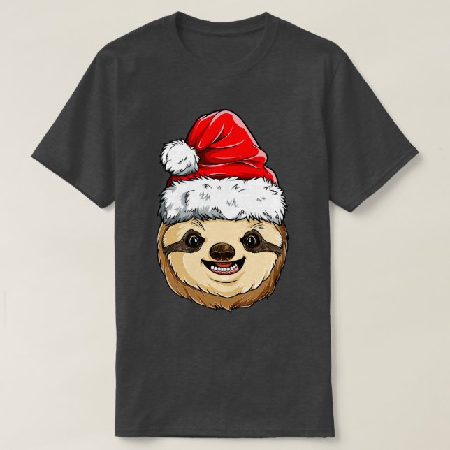 Sloth Santa Kids Boys Girls Julafton-gåvor T Shirt (Design framsida)