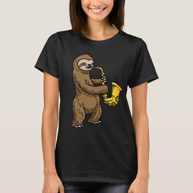 Sloth Saxophone T Shirt (Framsida)
