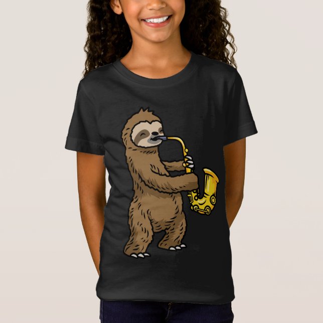 Sloth Saxophone T Shirt (Framsida)