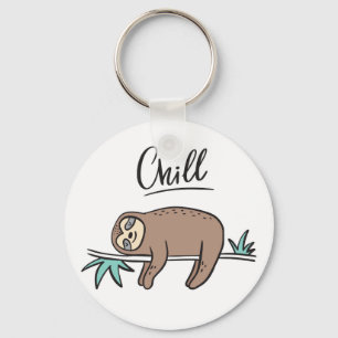 Sloth Says Chill Nyckelring