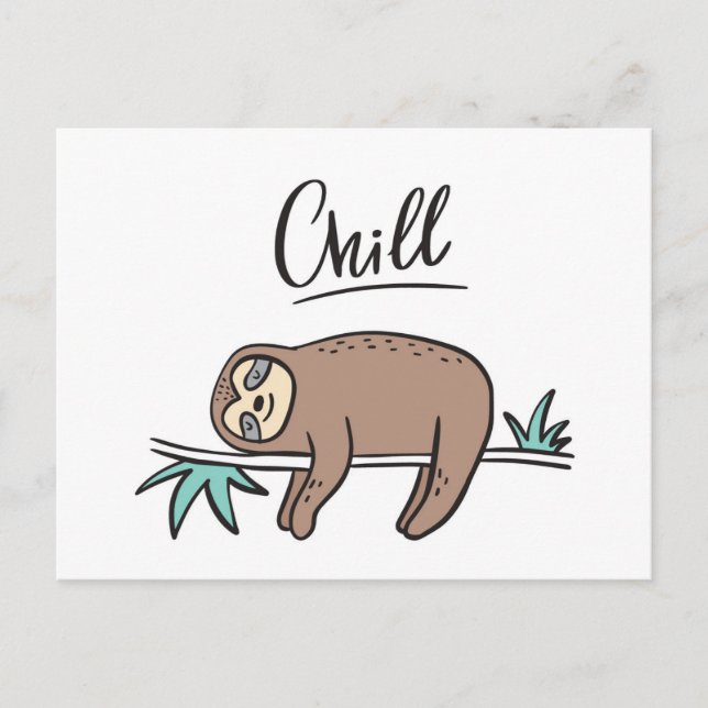 Sloth Says Chill Vykort (Framsida)