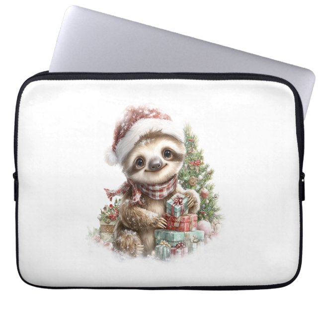 Sloth Shirt jul Santa Hat Laptop Fodral (Framsidan)