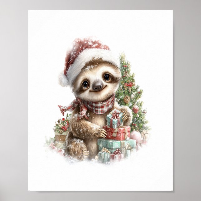 Sloth Shirt jul Santa Hat Poster (Framsidan)