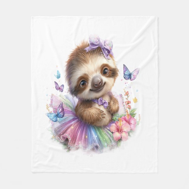 Sloth Shirt Safari Rainbow Summer Fleecefilt (Framsidan)