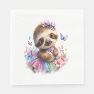 Sloth Shirt Safari Rainbow Summer Pappersservett