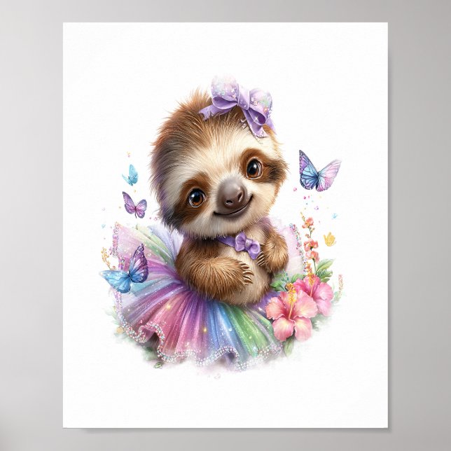 Sloth Shirt Safari Rainbow Summer Poster (Framsidan)