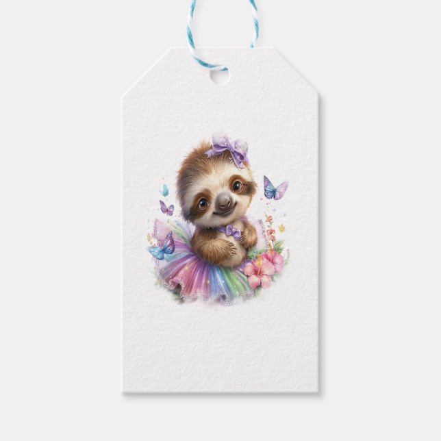 Sloth Shirt Safari Rainbow Summer Presentetikett (Framsidan)