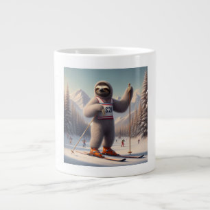 Sloth Skiing Jumbo Mugg