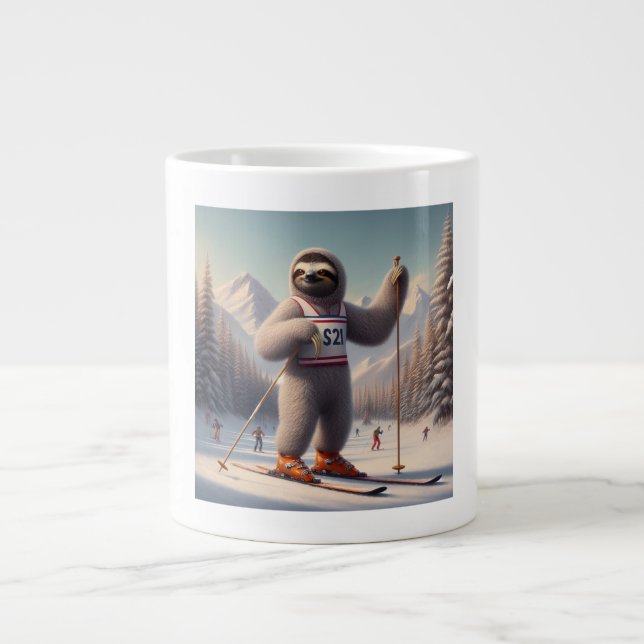 Sloth Skiing Jumbo Mugg (Framsidan)