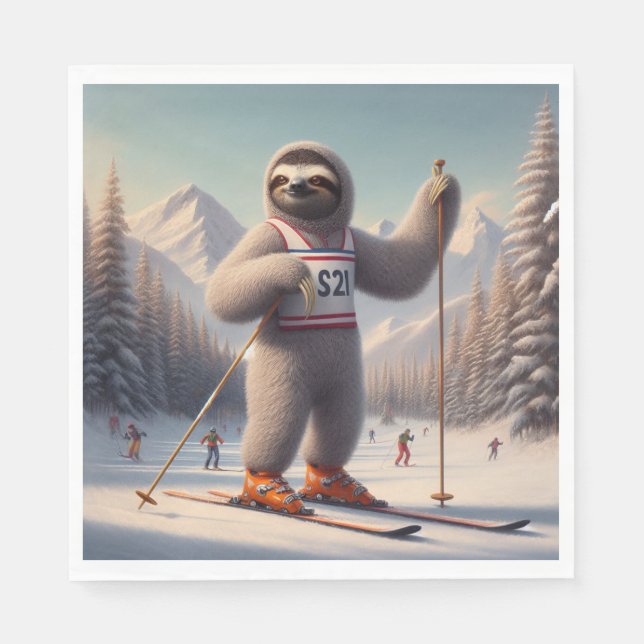 Sloth Skiing Pappersservett (Framsidan)