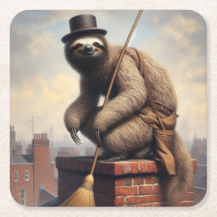 Sloth Skorsten Sweep Underlägg Papper Kvadrat