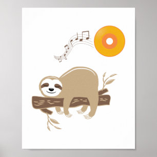 Sloth Sleeping på Music Vinyl Record Sol Poster