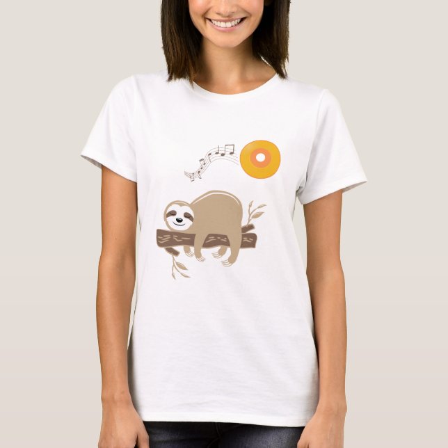 Sloth Sleeping på Music Vinyl Record Sol T Shirt (Framsida)