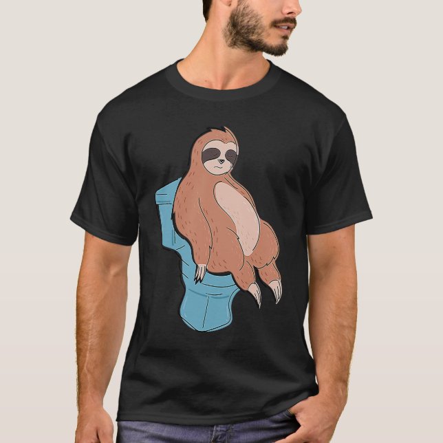 Sloth Sleeping på Toilet Cute Lazy Sloth T Shirt (Framsida)