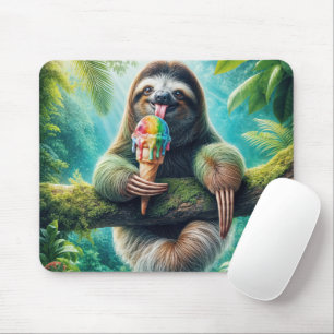 Sloth Slickar en regnbåge av Cream Cone Musmatta