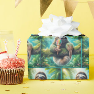 Sloth Slickar en regnbåge av Cream Cone Presentpapper