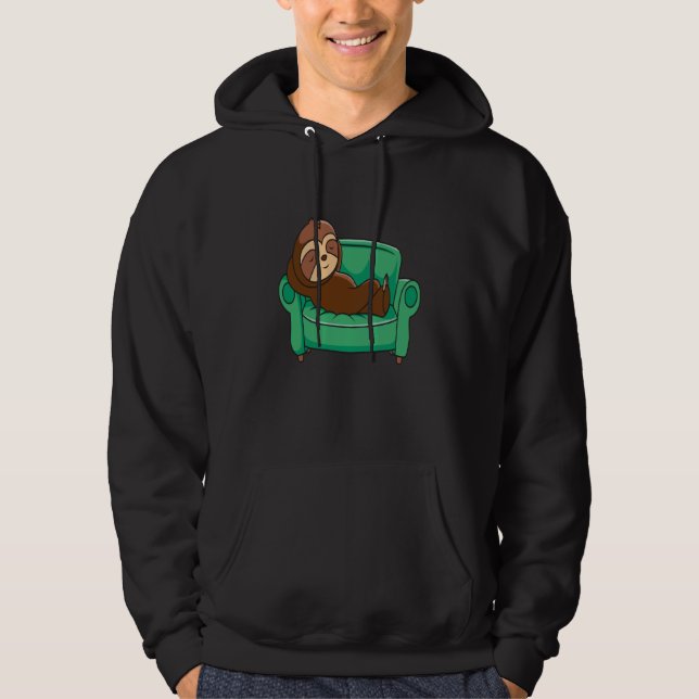 SLOTH SLOTH SLEEPING ON COUCH RELAX NAP REST HOODIE (Framsida)